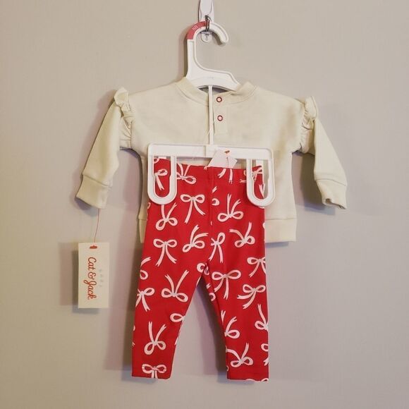 CAT & JACK CHRISTMAS REINDEER TWO PIECE SET SIZE NEWBORN NWT - Picture 3 of 4